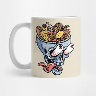 lots of food on top of the skull Mug